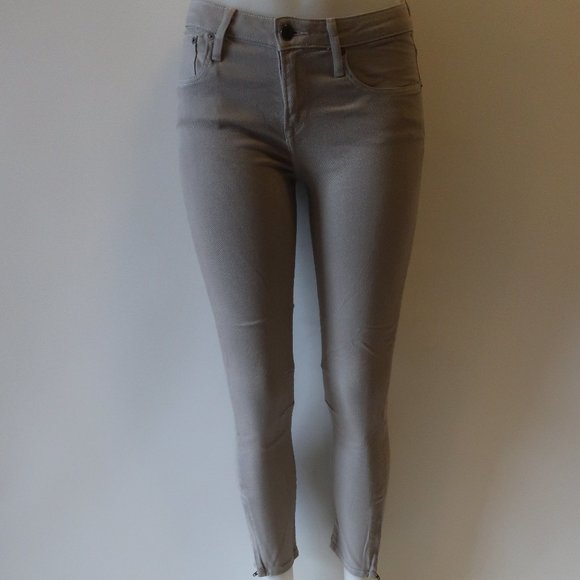 Helmut Lang Denim - HELMUT LANG TAUPE GREY COATED ANKLE ZIP JEANS 29 *